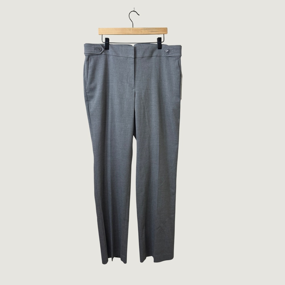 LOFT Marisa Trouser Pants Gray Sz 12 Preppy Professional Office Straight Leg NWT